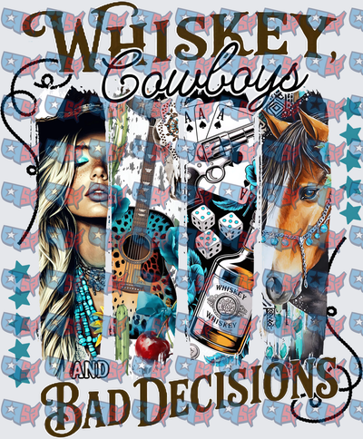 Whiskey Cowboys And Bad Decisions Western Collage (DTF)