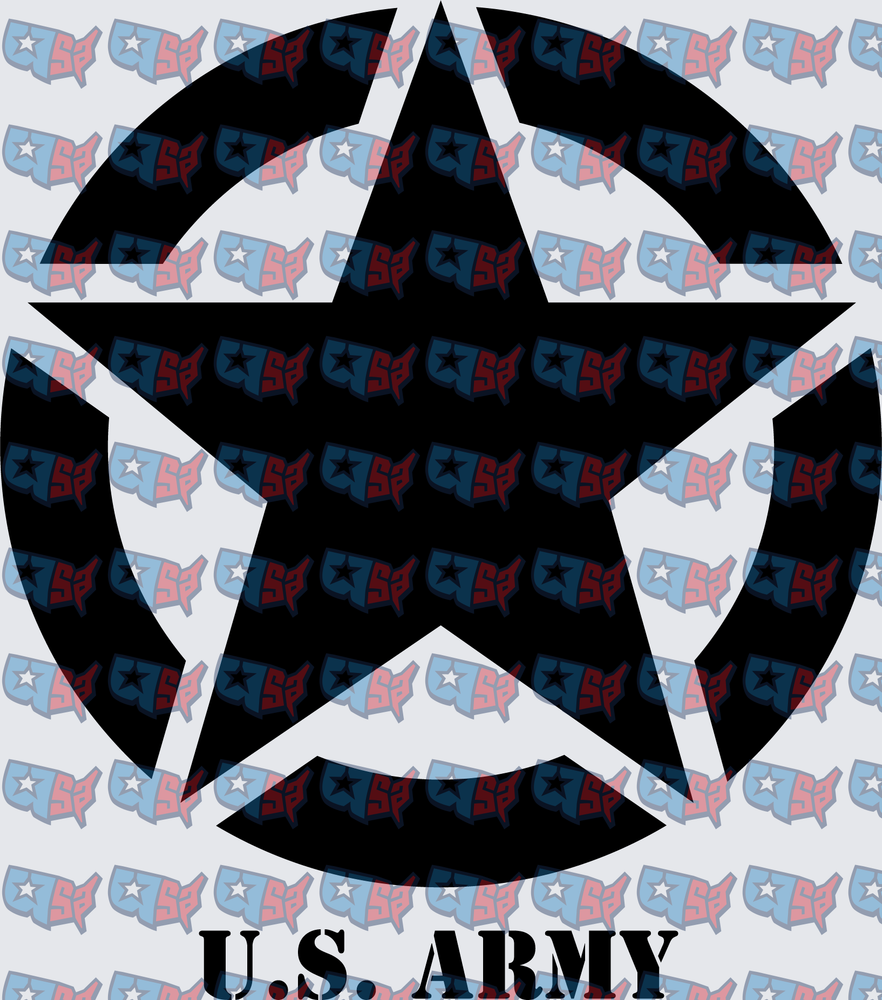 Black Military Star Circle U.S. Army Bold (DTF)