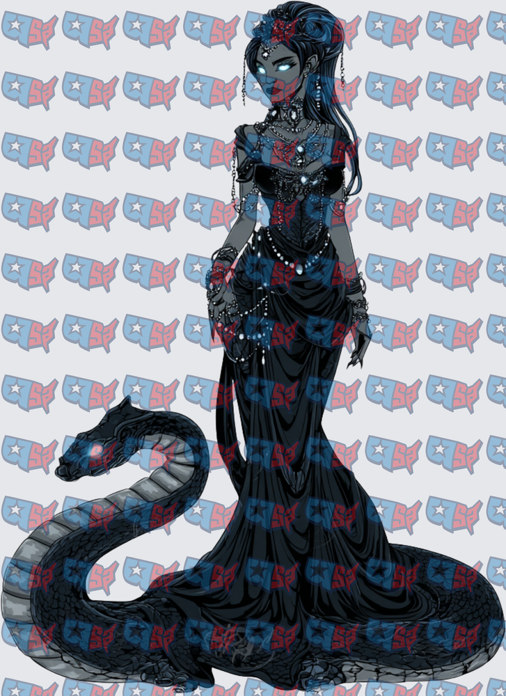 Dark Goddess Fantasy Woman With Coiled Serpent (DTF)