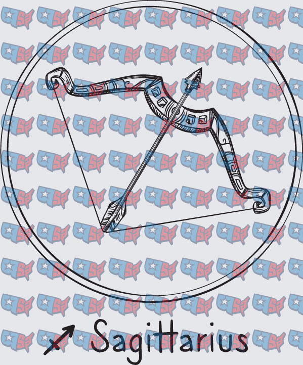Sagittarius Zodiac Bow and Arrow Circle Symbol (DTF)