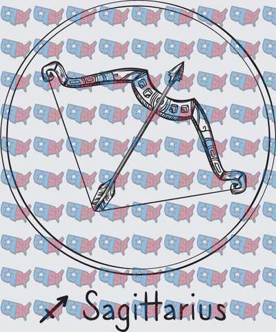 Sagittarius Zodiac Bow and Arrow Circle Symbol (DTF)