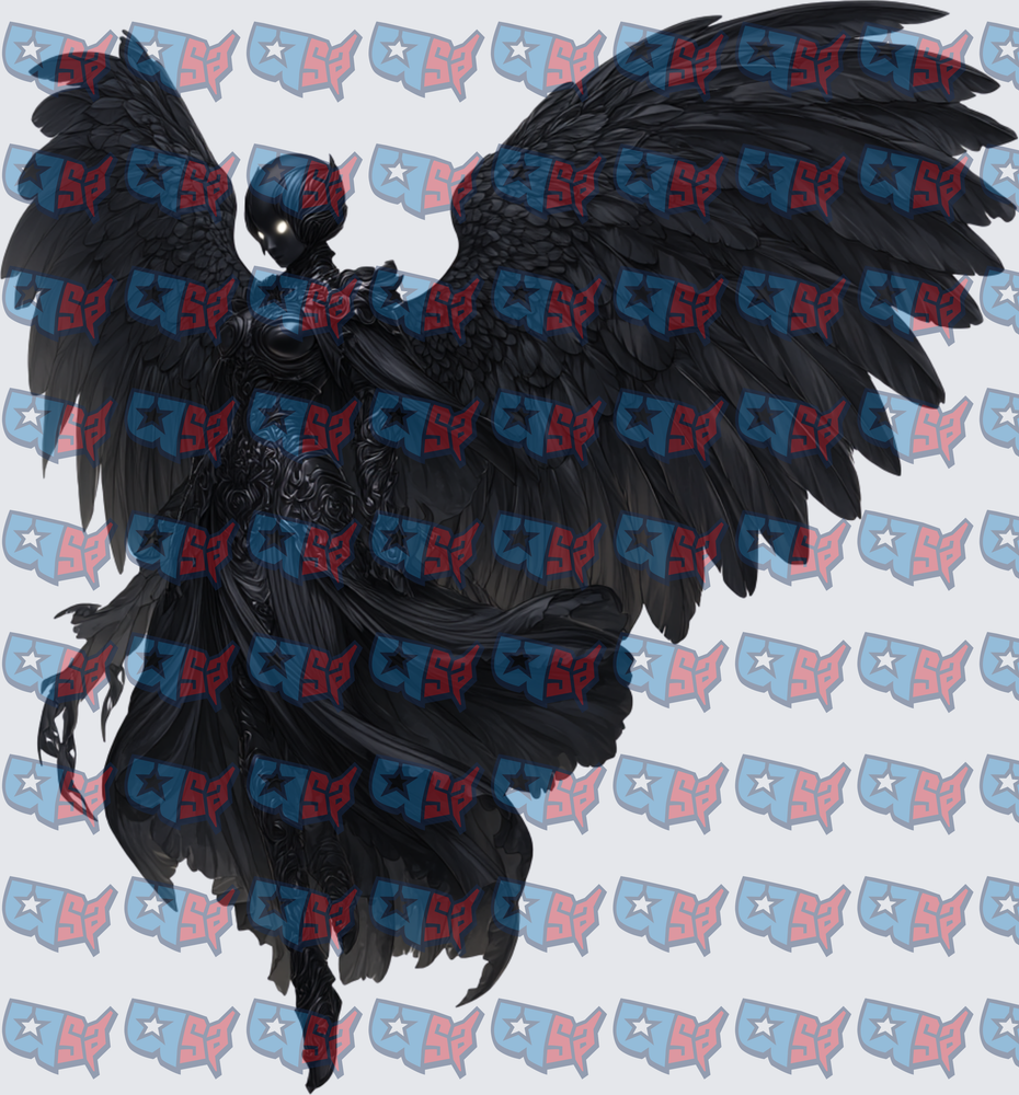 Dark Angel Black Wings Ornate Armor Fantasy (DTF)