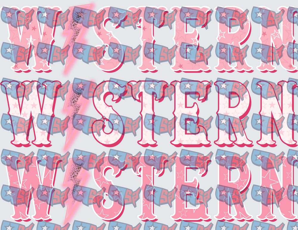 Pink Western Lightning Bolt Repeat Pattern (DTF)