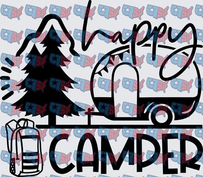 Happy Camper Retro Trailer Pine Tree Backpack (DTF)