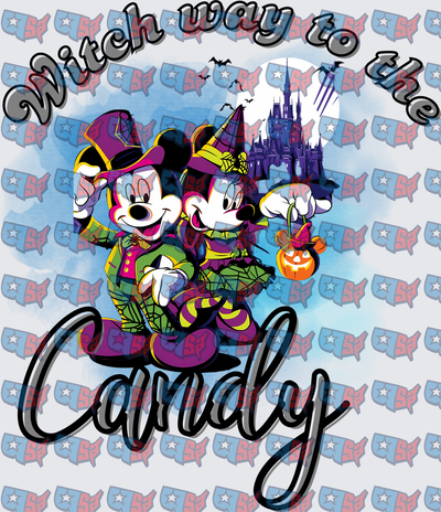 Witch Way To The Candy Halloween Mouse Couple Castle (DTF)