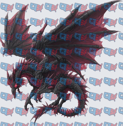 Dark Armored Dragon With Crimson Wings And Glowing Eyes (DTF)