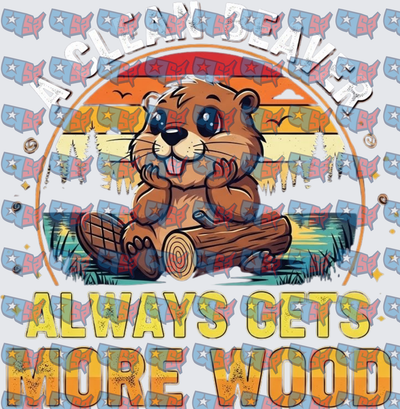 A Clean Beaver Always Gets More Wood Retro Sunset (DTF)