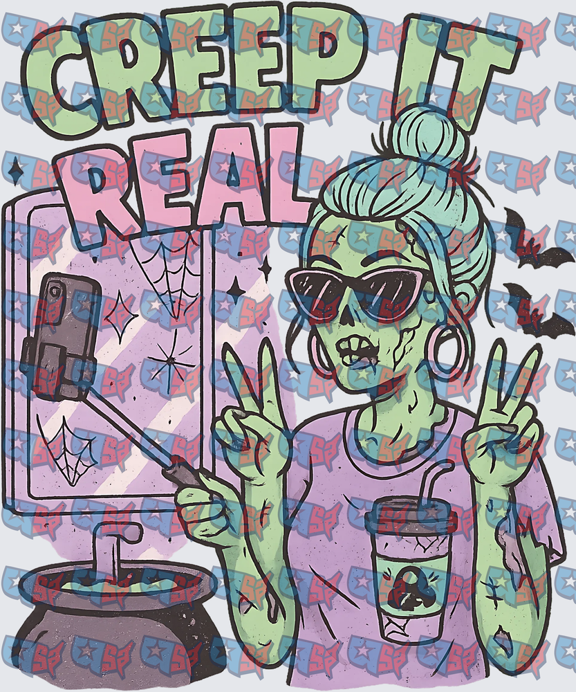 Creep It Real Zombie Selfie Halloween (DTF)