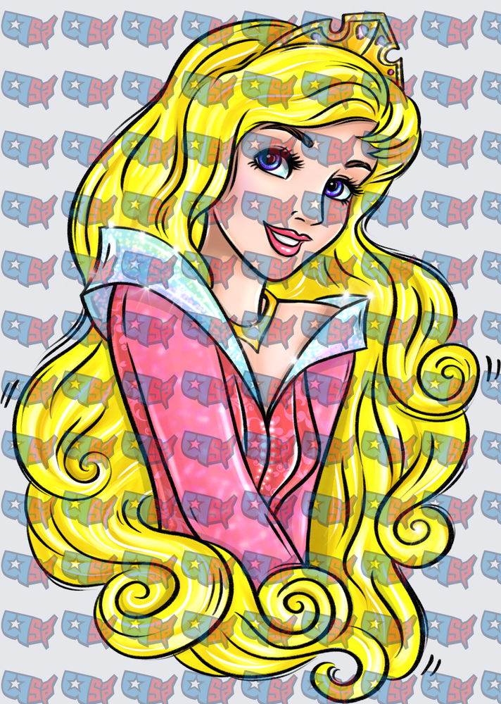 Sleeping Beauty Princess Portrait With Golden Hair (DTF)