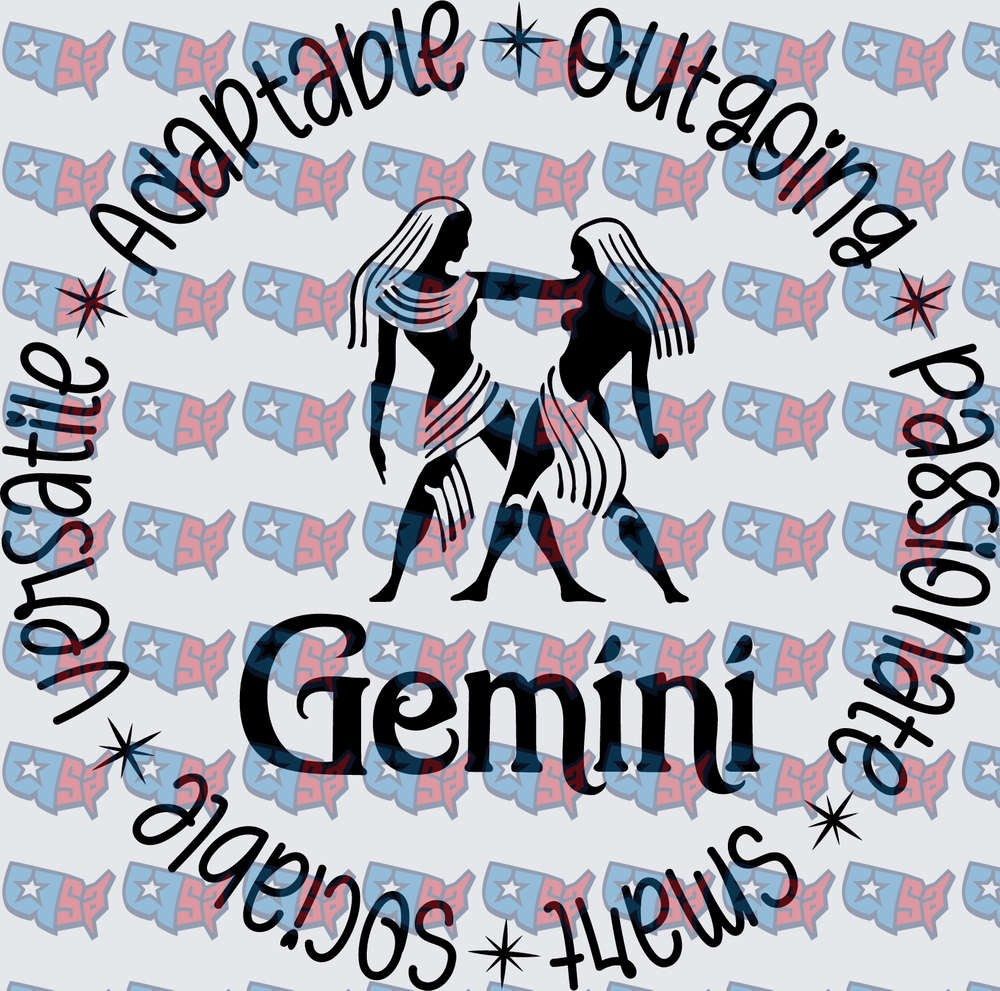 Gemini Zodiac Twins Traits Circle Design (DTF)