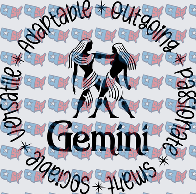 Gemini Zodiac Twins Traits Circle Design (DTF)