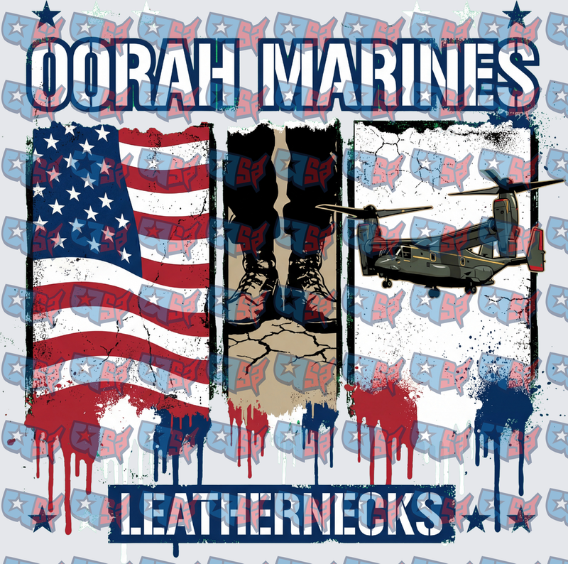 Oorah Marines Leathernecks Flag Boots Osprey Grunge (DTF)