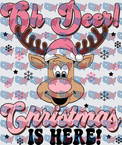 Oh Deer Christmas Is Here Reindeer Santa Hat (DTF)