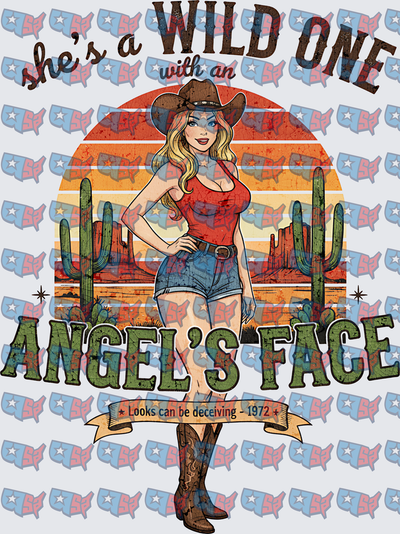 She's A Wild One With An Angel's Face Cowgirl (DTF)