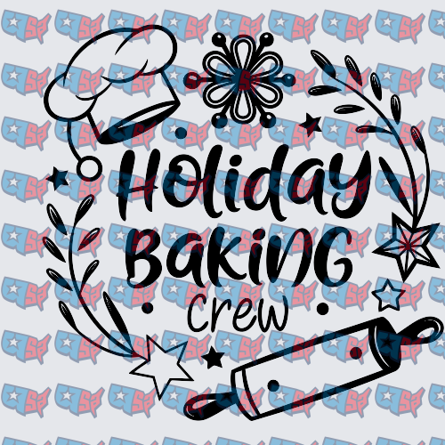 Holiday Baking Crew Wreath Rolling Pin Design (DTF)
