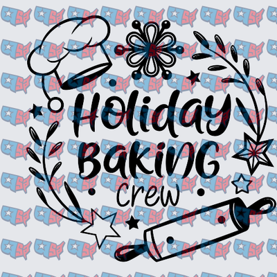Holiday Baking Crew Wreath Rolling Pin Design (DTF)