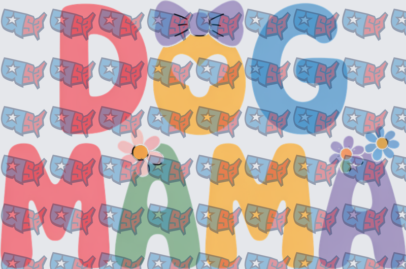 Colorful Dog Mama Retro Groovy Floral Letters (DTF)