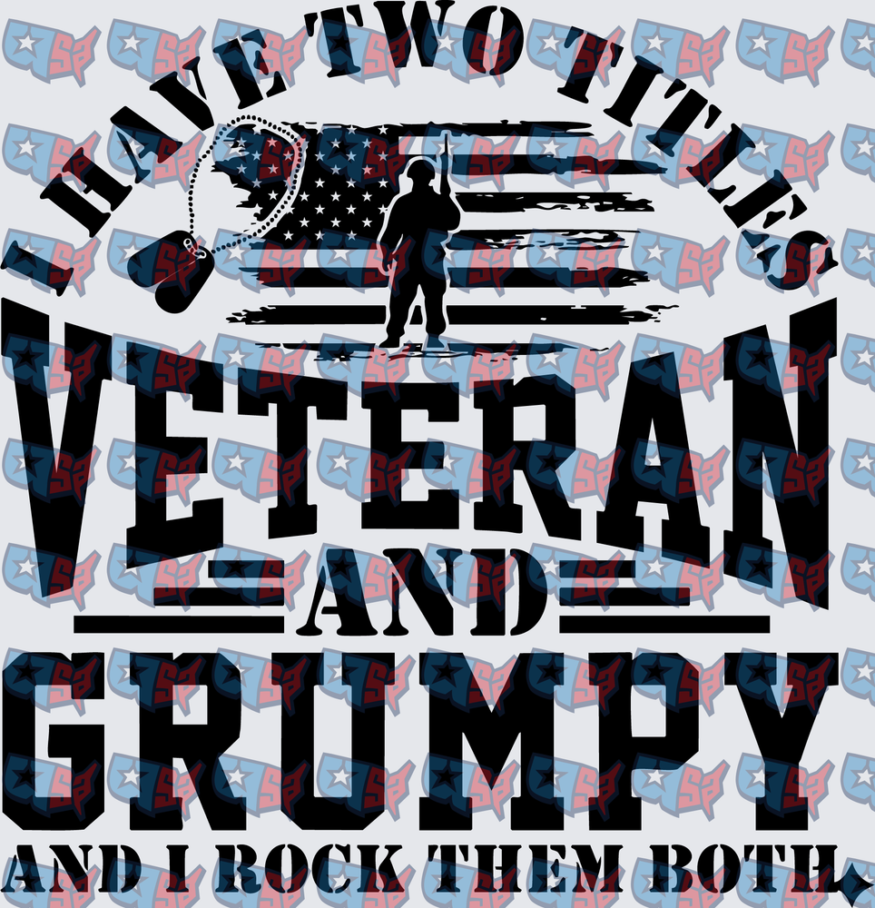 I Have Two Titles Veteran And Grumpy Soldier Flag (DTF)