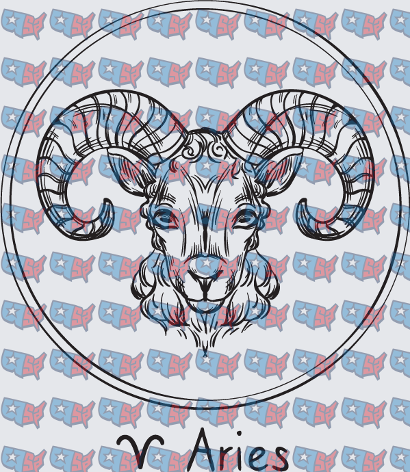 Aries Zodiac Ram Circle Sign Symbol (DTF)