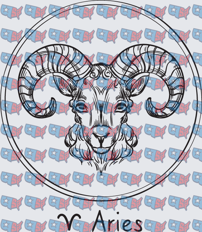 Aries Zodiac Ram Circle Sign Symbol (DTF)