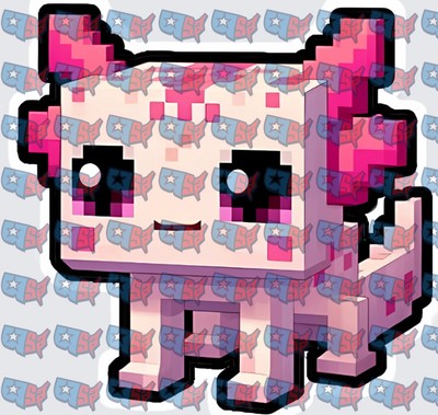 Pixel Block Style Cute Pink Axolotl (DTF)