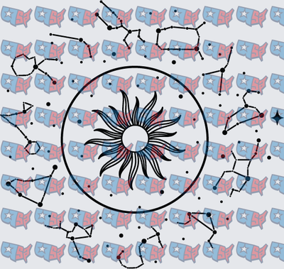 Celestial Sun Circle With Constellation Stars (DTF)