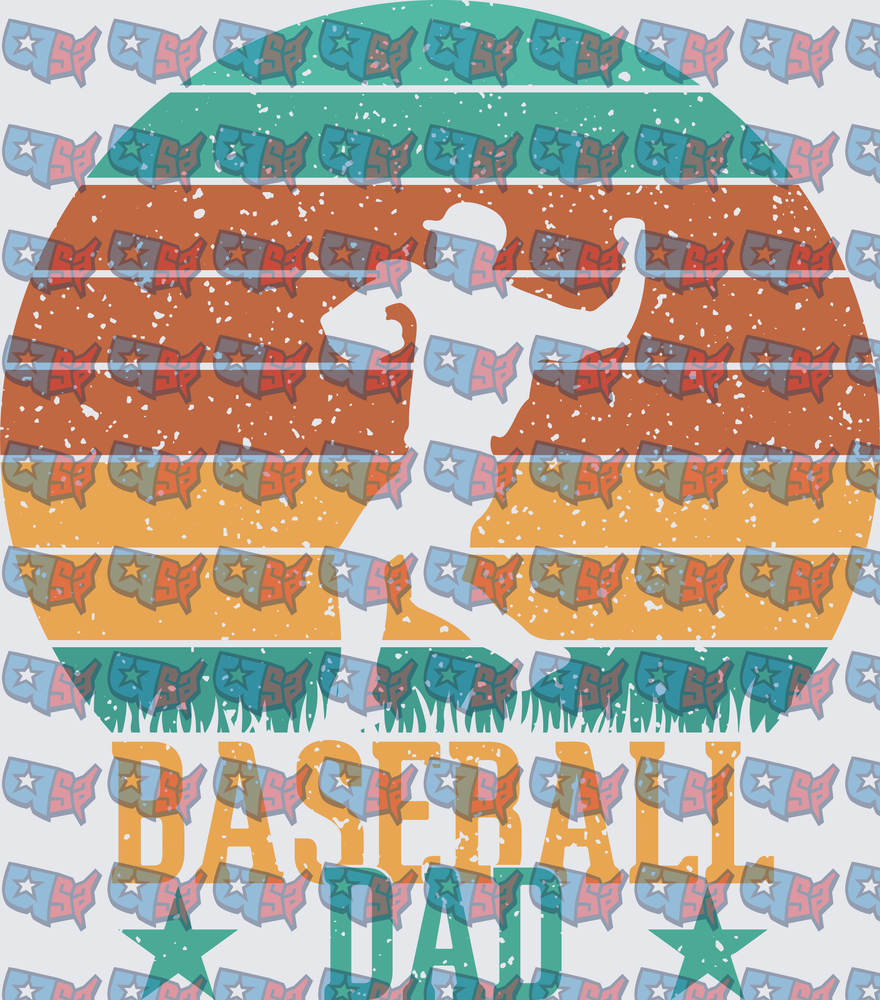 Retro Sunset Baseball Dad Pitcher Silhouette (DTF)