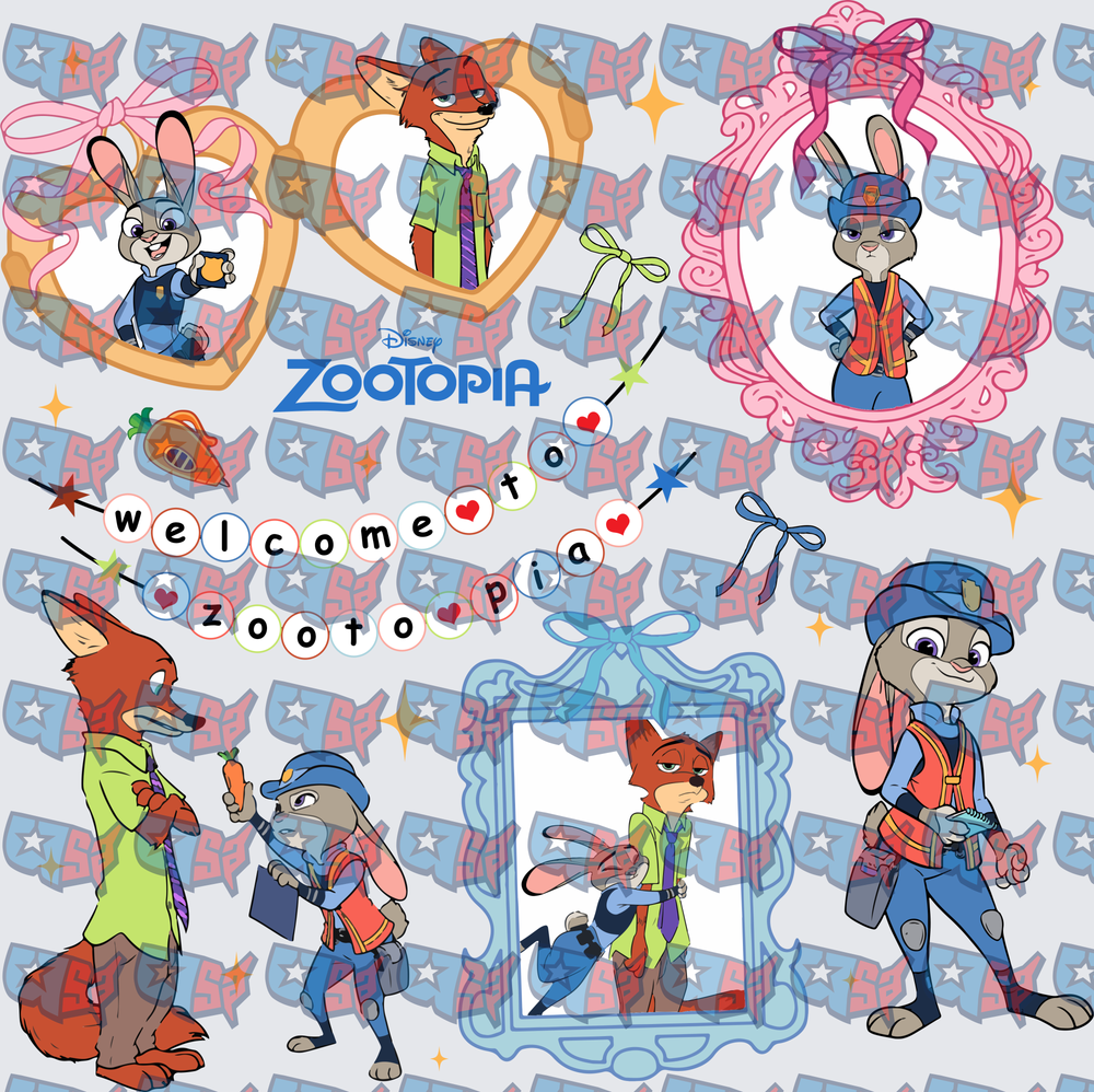 Zootopia Nick and Judy Welcome Collage (DTF)