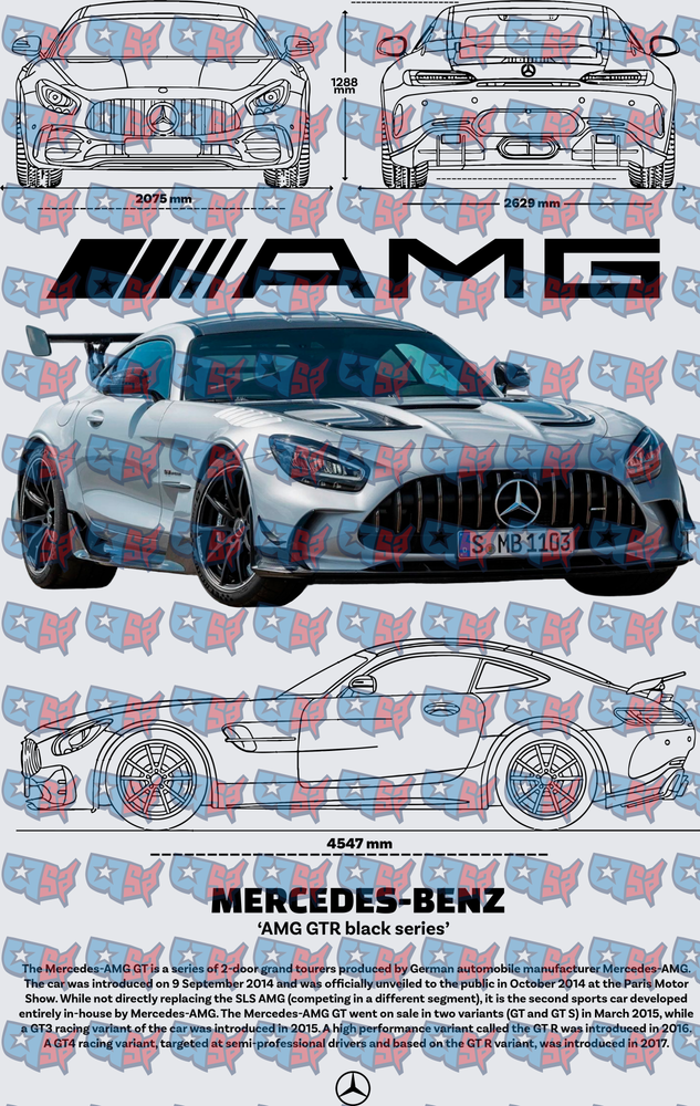 Mercedes-AMG GTR Black Series Blueprint Specs Design (DTF)