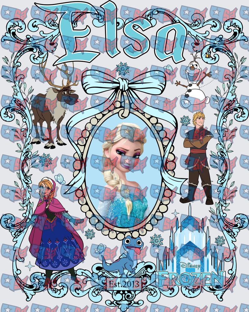 Elsa Frozen Characters Est 2013 Ornate Frame (DTF)