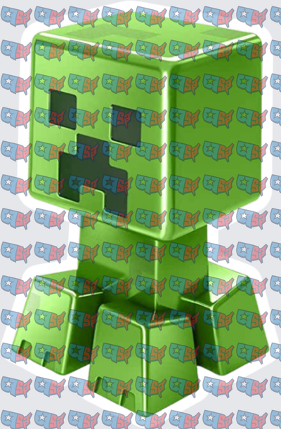 Metallic Green Blocky Creeper Character Figure (DTF)