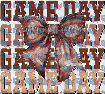 Game Day Football Bow Stacked Repeat Design (DTF)