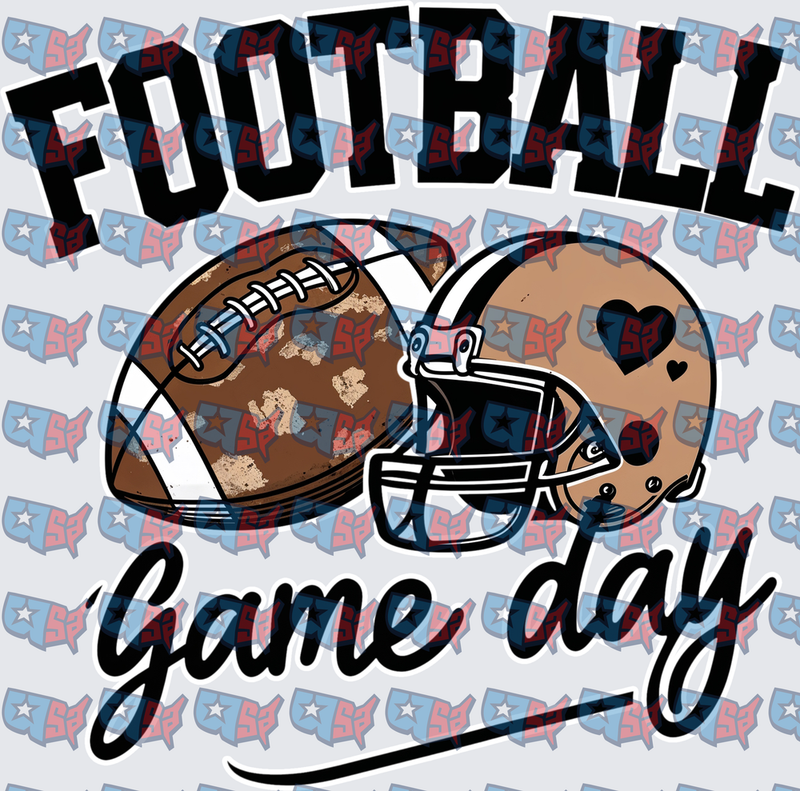 Football Game Day Helmet and Ball Graphic (DTF)