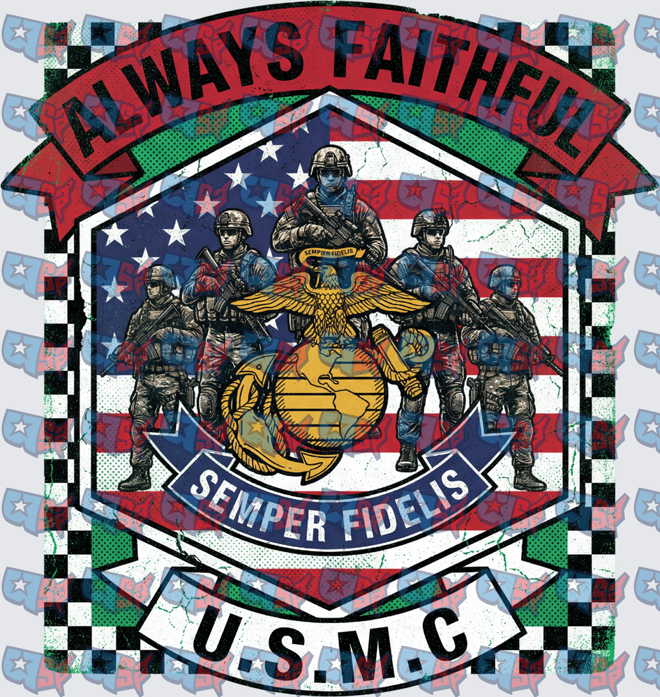 Always Faithful USMC Semper Fidelis Marines Eagle Globe Anchor (DTF)