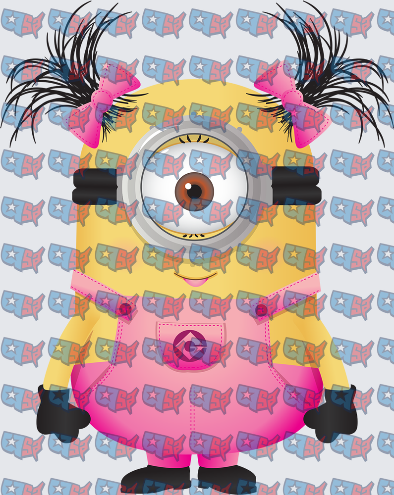 Girly One-Eyed Yellow Minion Pink Overalls Bows (DTF)