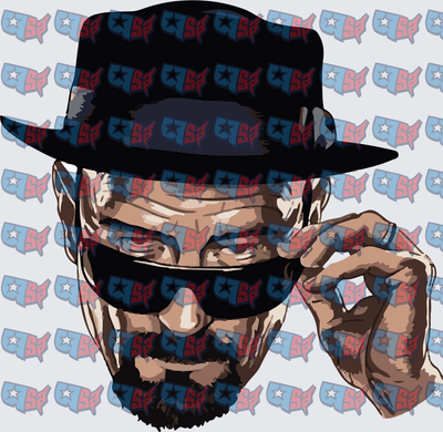 Bald Man Black Hat Sunglasses Vector Portrait (DTF)