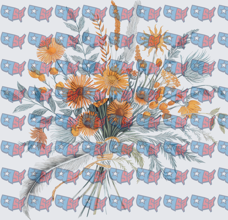 Wildflower Bouquet with Feather Boho Floral Bundle (DTF)