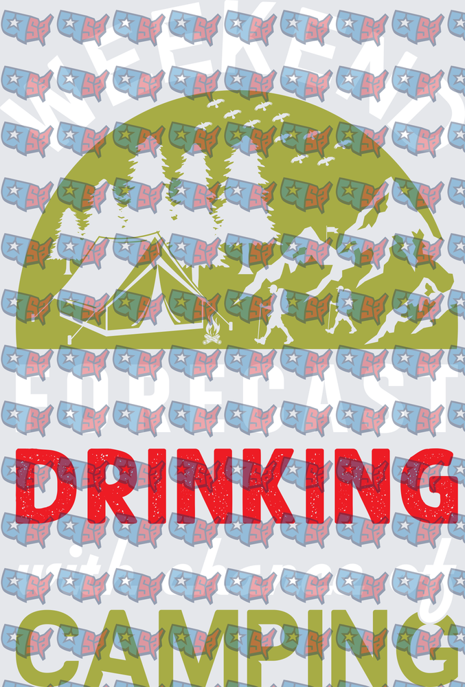 Weekend Drinking And Camping Outdoor Scene (DTF)