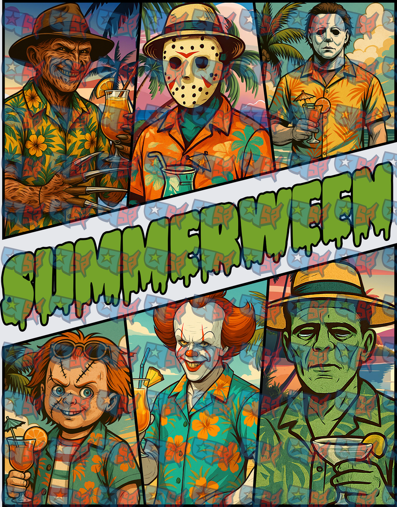 Summerween Horror Icons Tropical Beach Vacation (DTF)