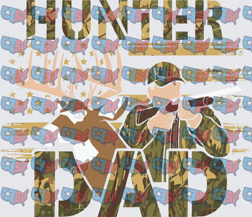 Hunter Dad Camo Hunter With Buck Rifle Design (DTF)