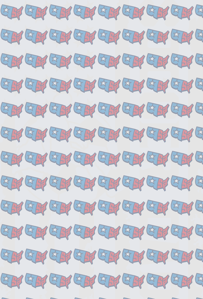 Patriotic USA Map Silhouette Star Pattern Red Blue (DTF)