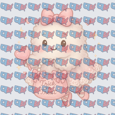 Kawaii Fluffy Ghost Trick or Treat Halloween (DTF)