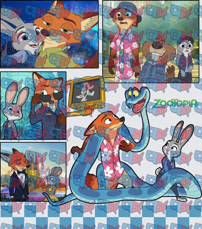 Zootopia Nick Judy Multi-Scene Character Collage (DTF)