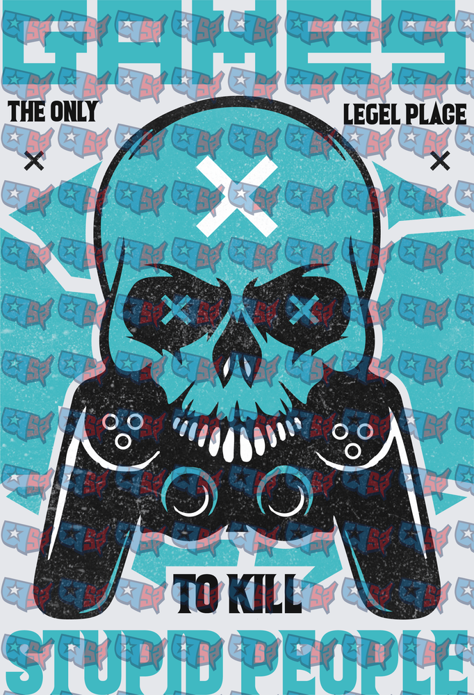 Skull Gaming Controller Only Legal Place To Kill (DTF)