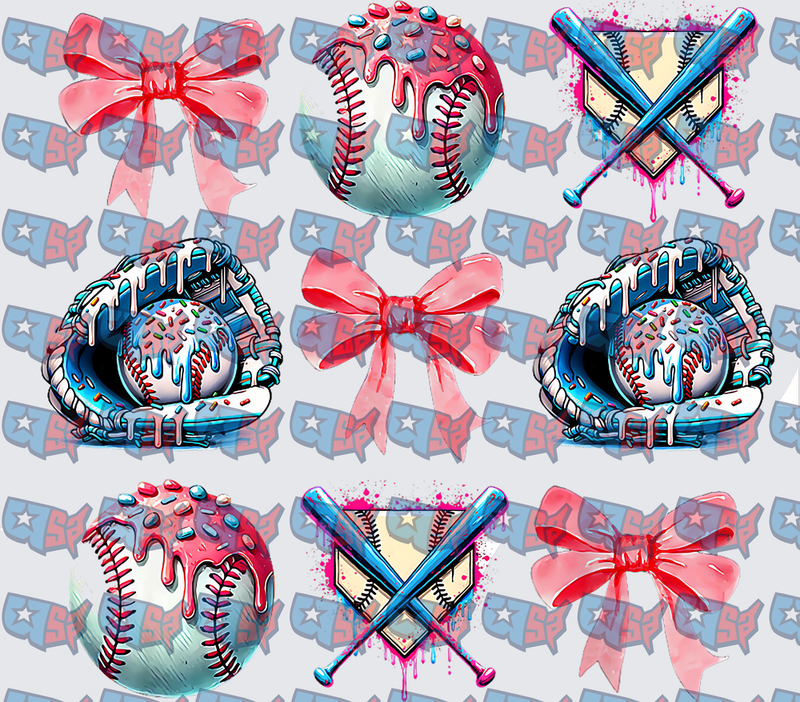 Dripping Donut Baseball Glove Bow Bundle (DTF)
