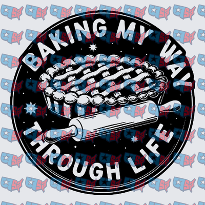 Baking My Way Through Life Pie Rolling Pin Circle (DTF)