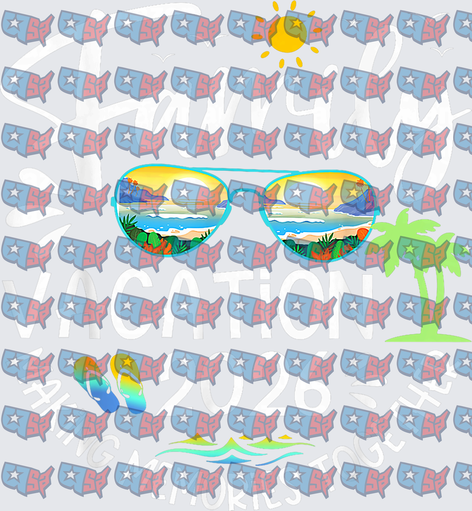 Summer Vacation Beach Aviator Sunglasses Palm Tree Scene (DTF)