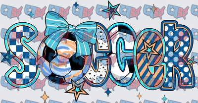 Boho Soccer Ball Bow Patterned Letters Stars (DTF)