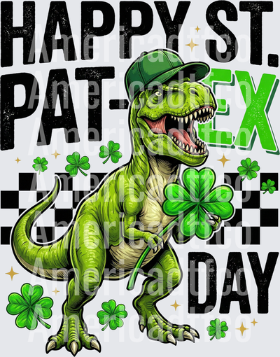 Happy St Pat-Rex Day T-Rex Shamrock (DTF)