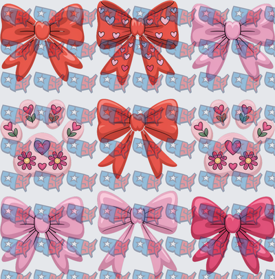 Valentine Bows Hearts Flowers Coquette Pattern (DTF)